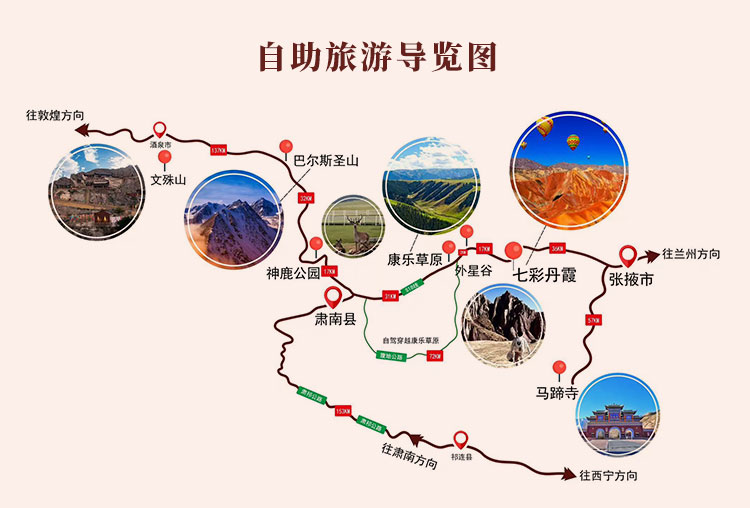 张掖自助旅游导览图