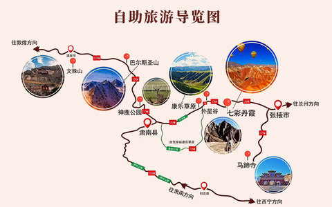 张掖自助旅游导览图